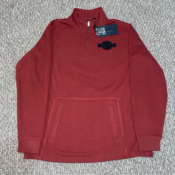 Harley Davidson Bar & Shield Pullover Sweater 1/4 Zip Dark Red Men’s Size XL - Picture 1 of 4